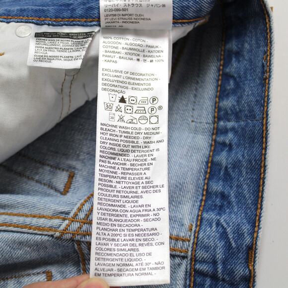 Levis 501 Womens Jeans 24x26 Distressed Button Fly High Rise Straight Go‎ See - Picture 7 of 8